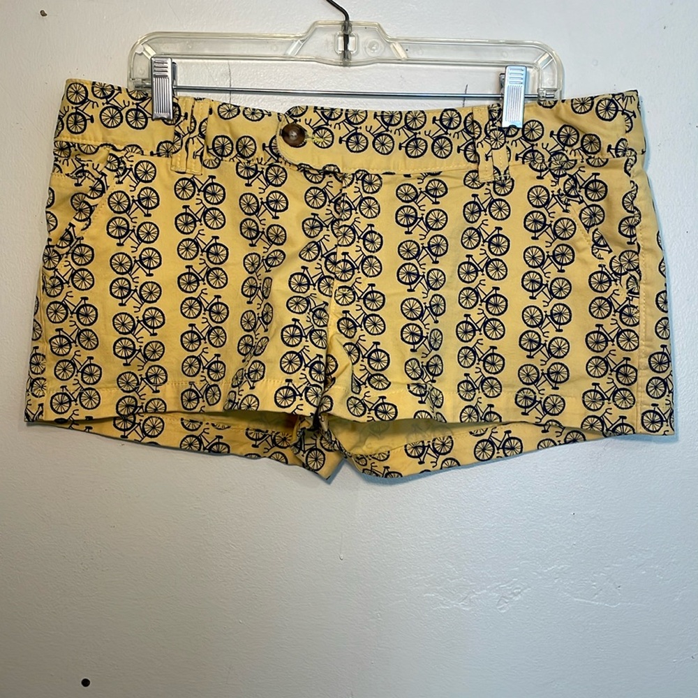 Red Camel Yellow Short Shorts with Blue Bicycle Pattern, size 13